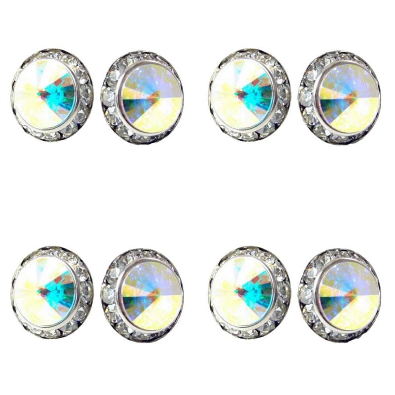 DOLON 4 Pairs 20mm Round Shaped Acrylic Stone Post Earrings for Womens Wedding Dance Costume Casual Wear Stage Jewelry Mothers Day Gift AB - Image 1